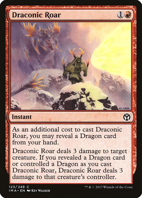 Draconic Roar, carta Magic di tipo Instant illustrata da Kev Walker