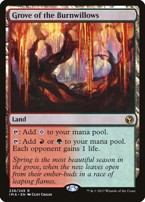 Grove of the Burnwillows, carta Magic di tipo Land illustrata da Cliff Childs