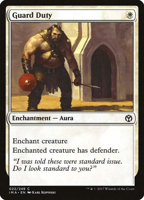 Guard Duty, carta Magic di tipo Enchantment — Aura illustrata da Karl Kopinski