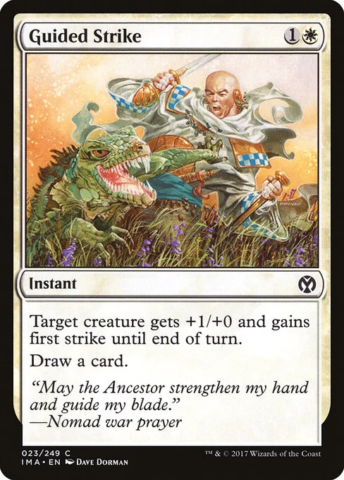Guided Strike, carta Magic di tipo Instant illustrata da Dave Dorman