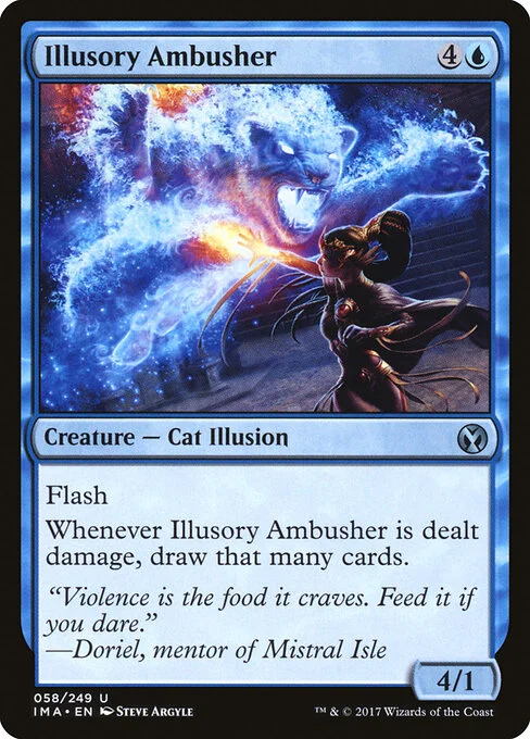 Illusory Ambusher, carta Magic di tipo Creature — Cat Illusion illustrata da Steve Argyle
