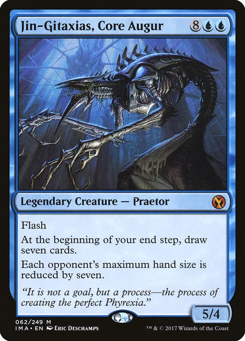 Jin-Gitaxias, Core Augur, carta Magic di tipo Legendary Creature — Phyrexian Praetor illustrata da Eric Deschamps