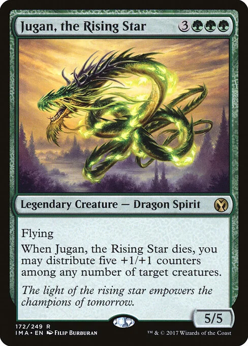Jugan, the Rising Star, carta Magic di tipo Legendary Creature — Dragon Spirit illustrata da Filip Burburan
