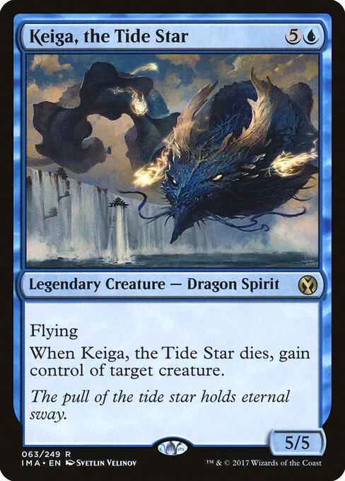 Keiga, the Tide Star, carta Magic di tipo Legendary Creature — Dragon Spirit illustrata da Svetlin Velinov