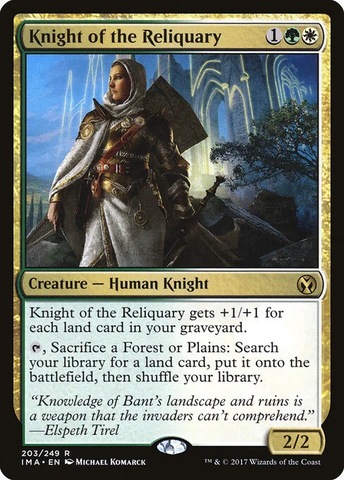 Knight of the Reliquary, carta Magic di tipo Creature — Human Knight illustrata da Michael Komarck