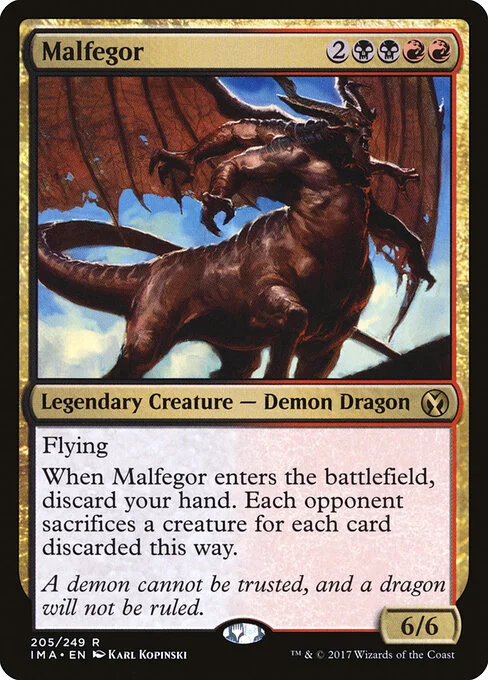 Malfegor, carta Magic di tipo Legendary Creature — Demon Dragon illustrata da Karl Kopinski