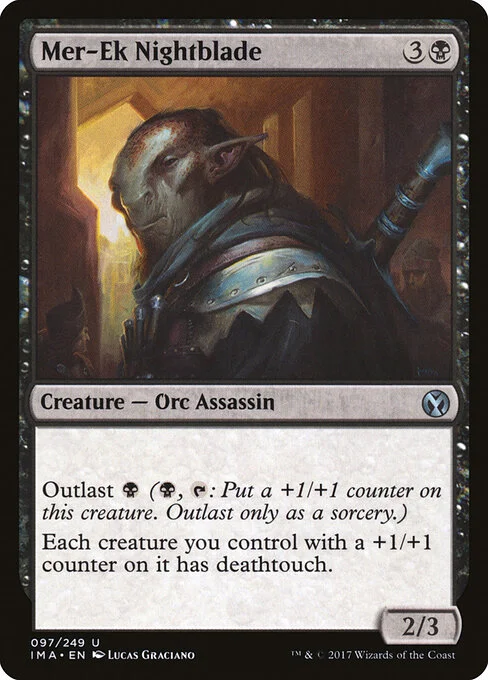 Mer-Ek Nightblade, carta Magic di tipo Creature — Orc Assassin illustrata da Lucas Graciano