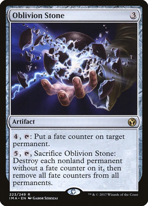 Oblivion Stone, carta Magic di tipo Artifact illustrata da Gabor Szikszai