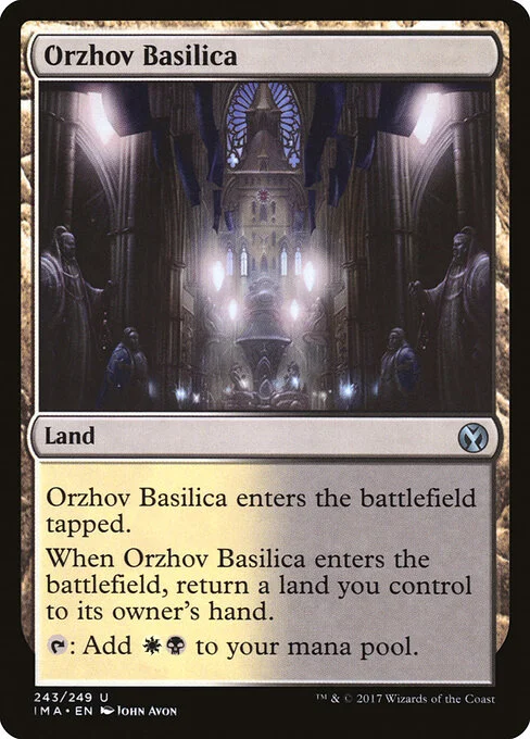 Orzhov Basilica, carta Magic di tipo Land illustrata da John Avon