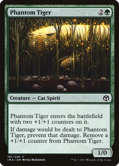 Phantom Tiger, carta Magic di tipo Creature — Cat Spirit illustrata da Seb McKinnon