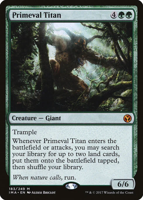 Primeval Titan, carta Magic di tipo Creature — Giant illustrata da Aleksi Briclot
