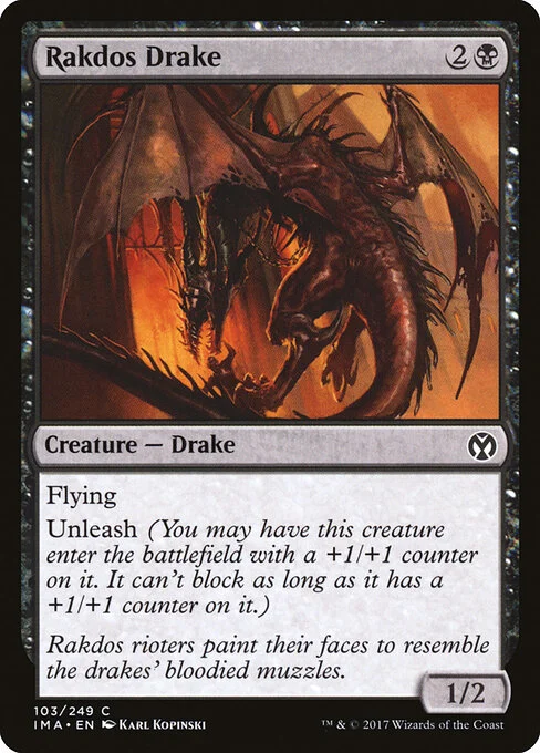 Rakdos Drake, carta Magic di tipo Creature — Drake illustrata da Karl Kopinski