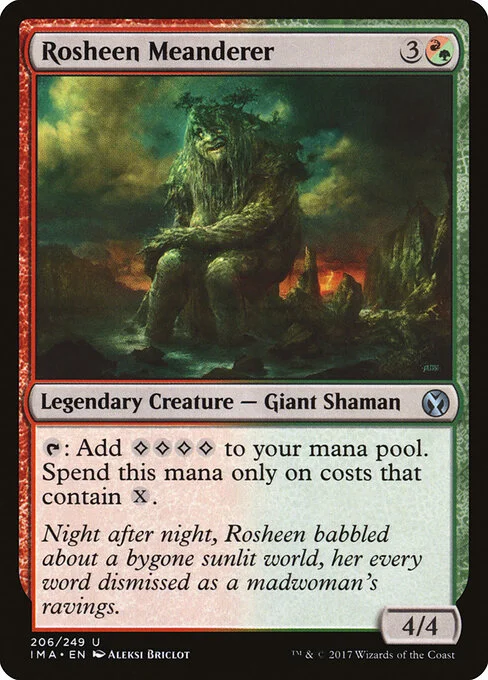 Rosheen Meanderer, carta Magic di tipo Legendary Creature — Giant Shaman illustrata da Aleksi Briclot