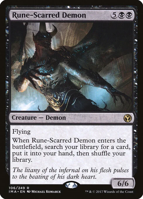 Rune-Scarred Demon, carta Magic di tipo Creature — Demon illustrata da Michael Komarck