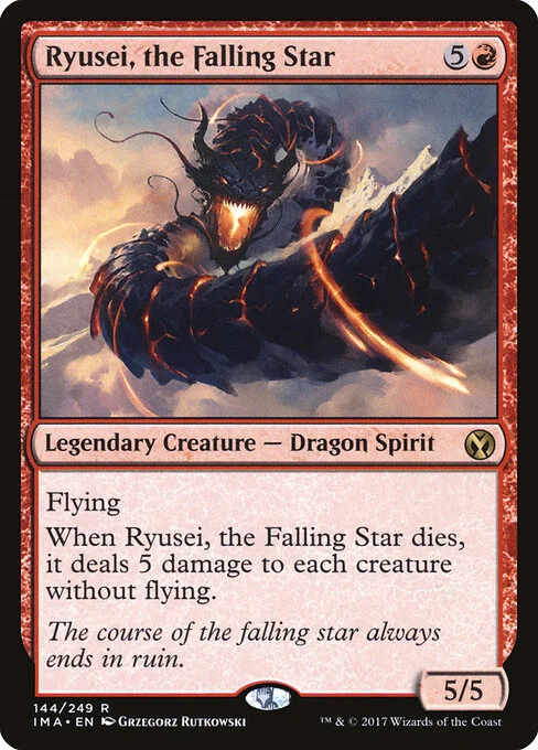 Ryusei, the Falling Star, carta Magic di tipo Legendary Creature — Dragon Spirit illustrata da Grzegorz Rutkowski