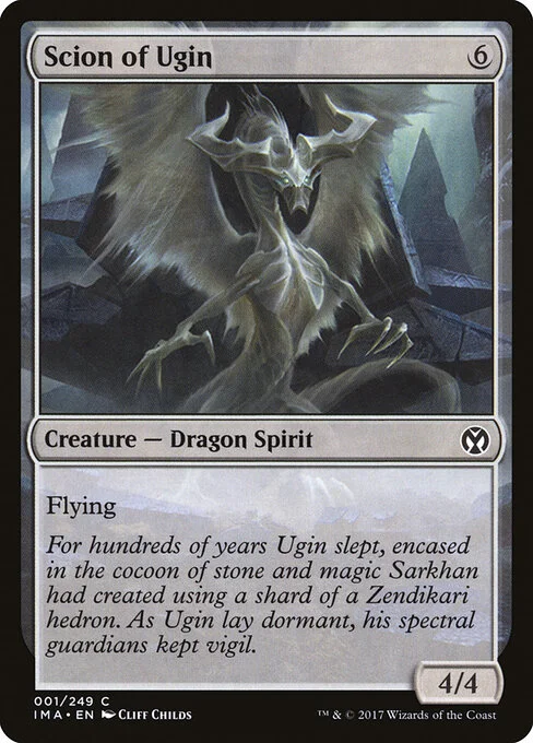Scion of Ugin, carta Magic di tipo Creature — Dragon Spirit illustrata da Cliff Childs