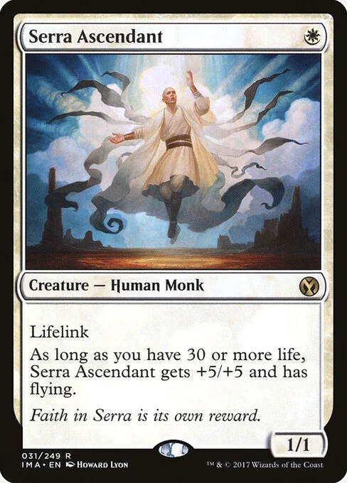 Serra Ascendant, carta Magic di tipo Creature — Human Monk illustrata da Howard Lyon