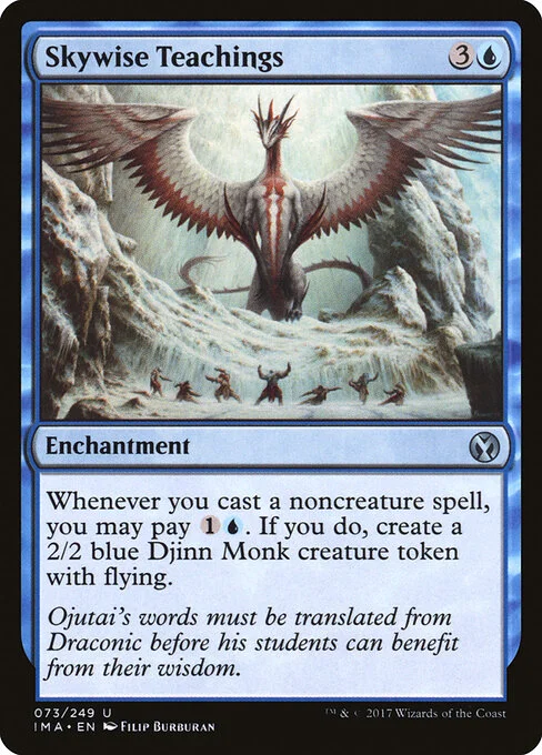 Skywise Teachings, carta Magic di tipo Enchantment illustrata da Filip Burburan
