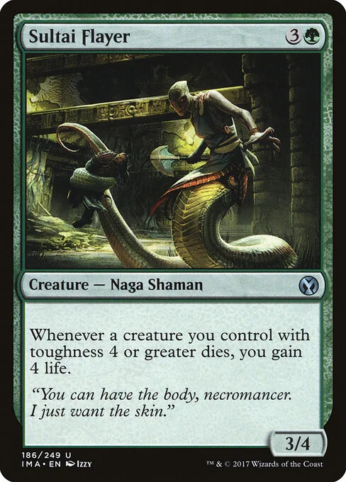 Sultai Flayer, carta Magic di tipo Creature — Snake Shaman illustrata da Izzy