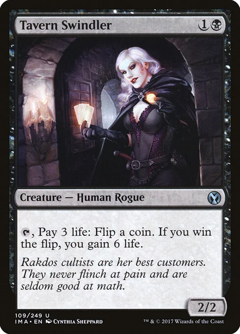 Tavern Swindler, carta Magic di tipo Creature — Human Rogue illustrata da Cynthia Sheppard
