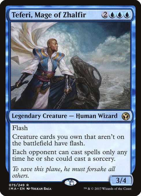 Teferi, Mage of Zhalfir, carta Magic di tipo Legendary Creature — Human Wizard illustrata da Volkan Baǵa