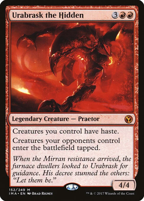 Urabrask the Hidden, carta Magic di tipo Legendary Creature — Phyrexian Praetor illustrata da Brad Rigney