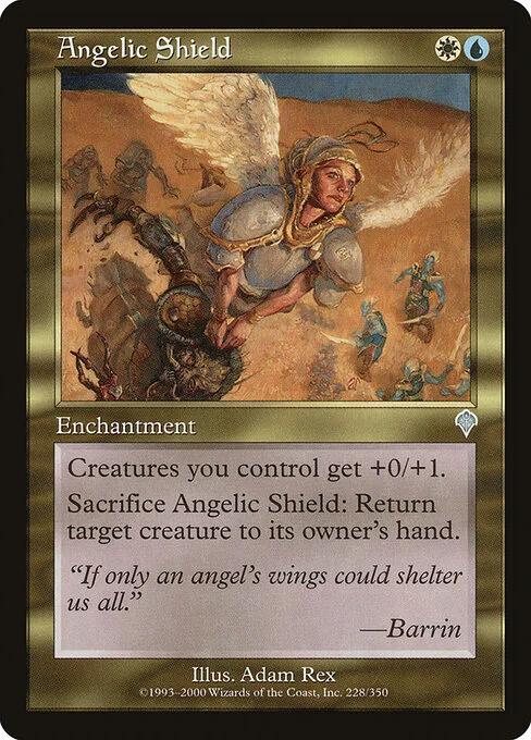 Angelic Shield, carta Magic di tipo Enchantment illustrata da Adam Rex