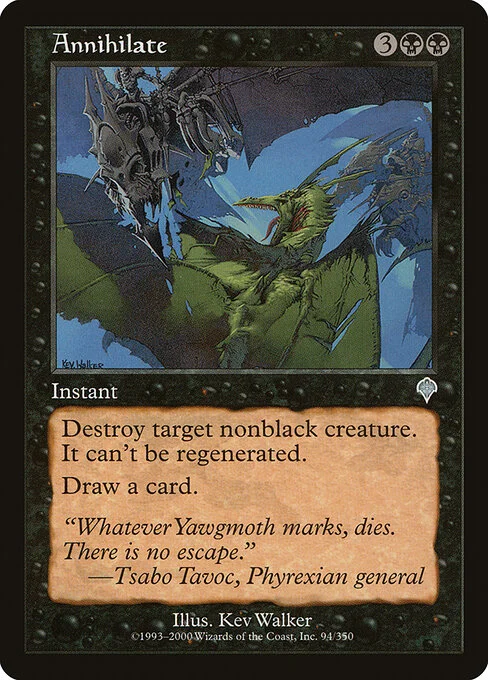 Annihilate, carta Magic di tipo Instant illustrata da Kev Walker
