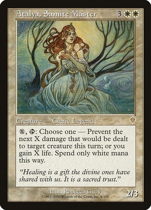 Atalya, Samite Master, carta Magic di tipo Legendary Creature — Human Cleric illustrata da Rebecca Guay