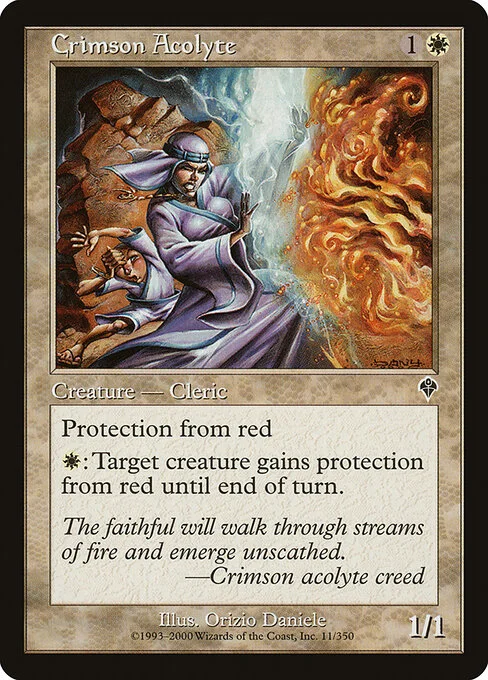 Crimson Acolyte, carta Magic di tipo Creature — Human Cleric illustrata da Dany Orizio