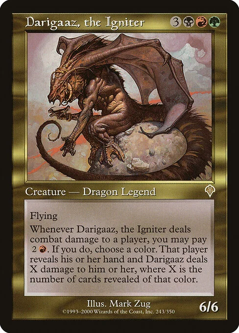 Darigaaz, the Igniter, carta Magic di tipo Legendary Creature — Dragon illustrata da Mark Zug