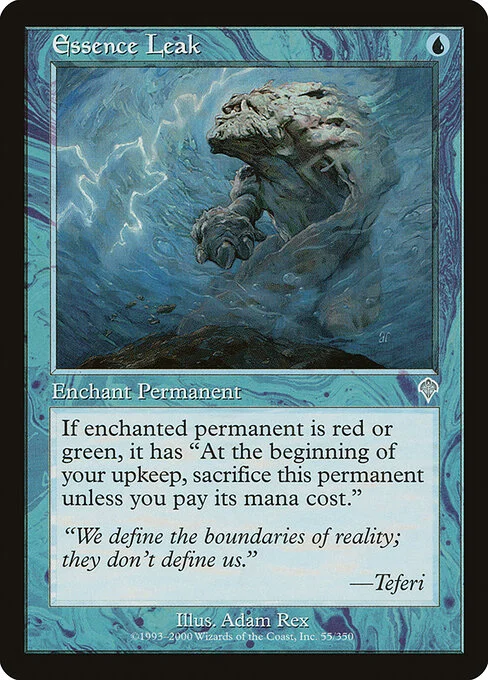 Essence Leak, carta Magic di tipo Enchantment — Aura illustrata da Adam Rex