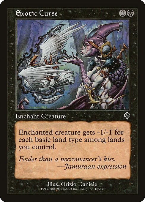 Exotic Curse, carta Magic di tipo Enchantment — Aura illustrata da Dany Orizio