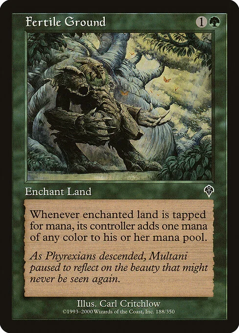 Fertile Ground, carta Magic di tipo Enchantment — Aura illustrata da Carl Critchlow