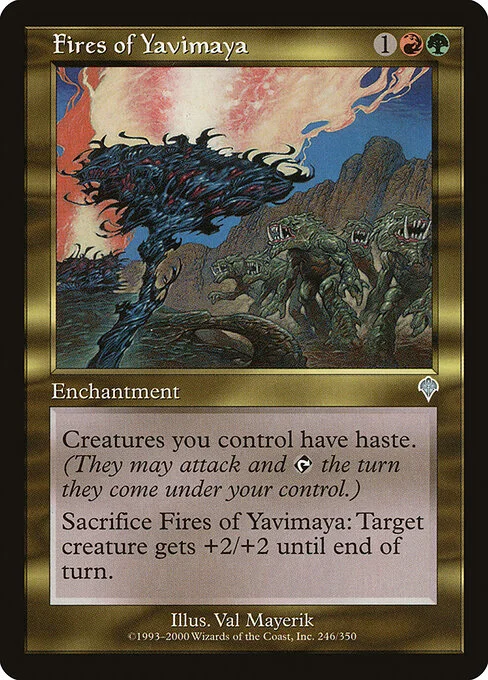 Fires of Yavimaya, carta Magic di tipo Enchantment illustrata da Val Mayerik