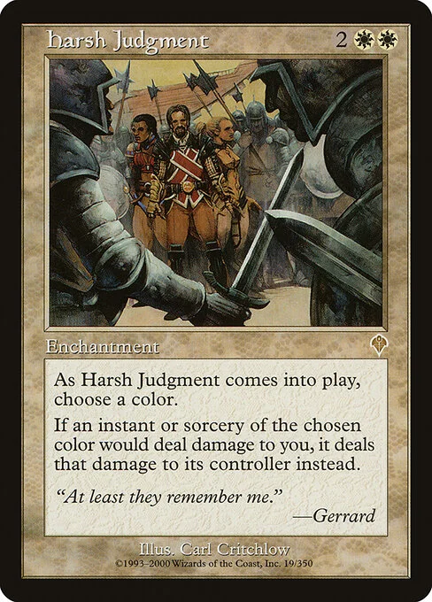 Harsh Judgment, carta Magic di tipo Enchantment illustrata da Carl Critchlow