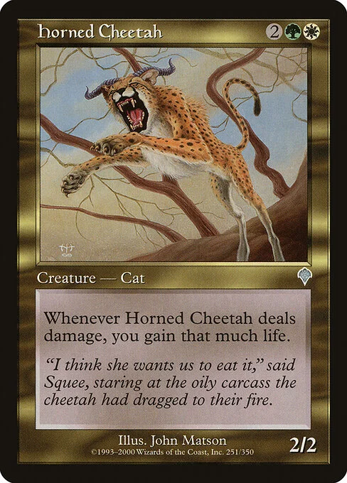 Horned Cheetah, carta Magic di tipo Creature — Cat illustrata da John Matson