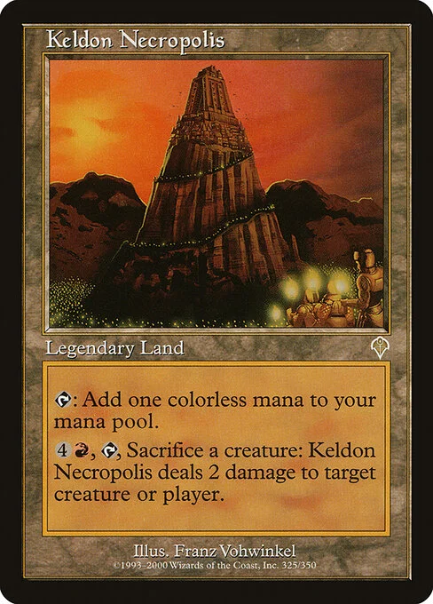 Keldon Necropolis, carta Magic di tipo Legendary Land illustrata da Franz Vohwinkel