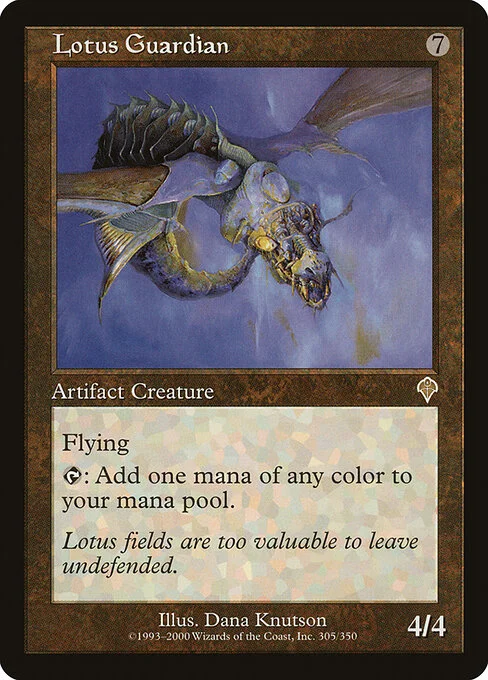 Lotus Guardian, carta Magic di tipo Artifact Creature — Dragon illustrata da Dana Knutson