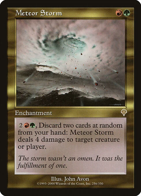 Meteor Storm, carta Magic di tipo Enchantment illustrata da John Avon