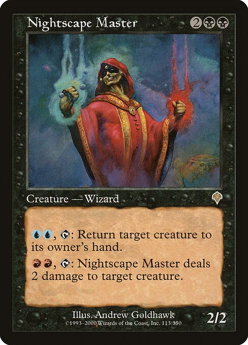 Nightscape Master, carta Magic di tipo Creature — Zombie Wizard illustrata da Andrew Goldhawk