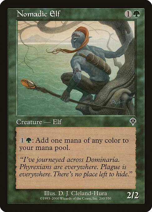 Nomadic Elf, carta Magic di tipo Creature — Elf Nomad illustrata da D. J. Cleland-Hura