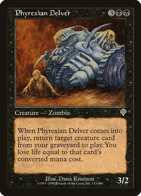 Phyrexian Delver, carta Magic di tipo Creature — Phyrexian Zombie illustrata da Dana Knutson