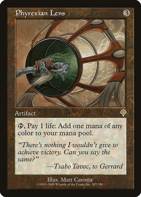 Phyrexian Lens, carta Magic di tipo Artifact illustrata da Matt Cavotta