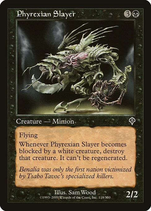 Phyrexian Slayer, carta Magic di tipo Creature — Phyrexian Minion illustrata da Sam Wood