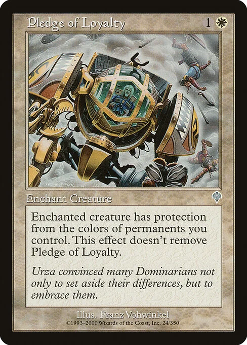 Pledge of Loyalty, carta Magic di tipo Enchantment — Aura illustrata da Franz Vohwinkel