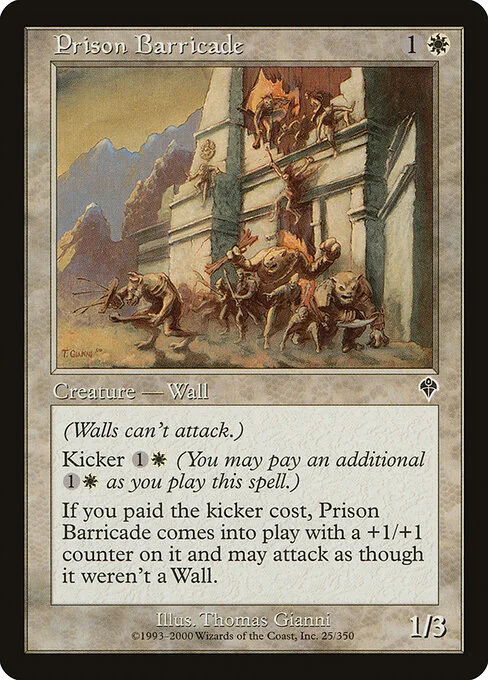 Prison Barricade, carta Magic di tipo Creature — Wall illustrata da Thomas Gianni