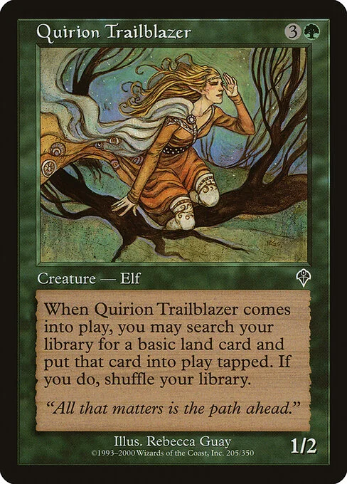 Quirion Trailblazer, carta Magic di tipo Creature — Elf Scout illustrata da Rebecca Guay