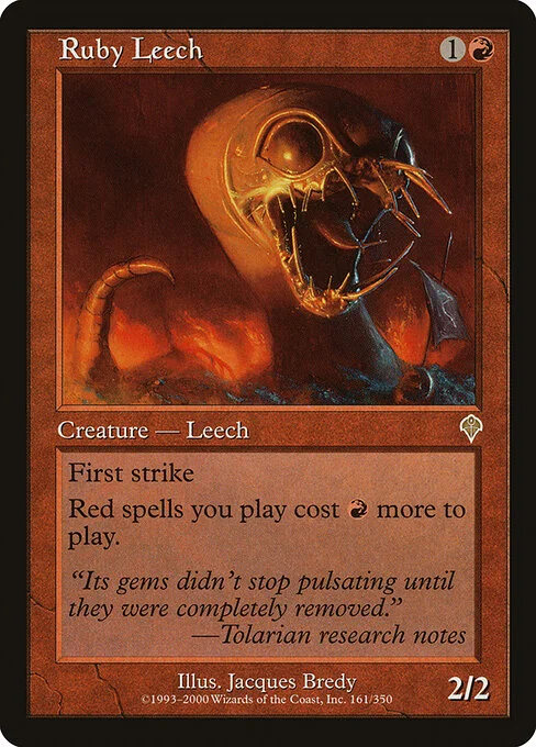 Ruby Leech, carta Magic di tipo Creature — Leech illustrata da Jacques Bredy