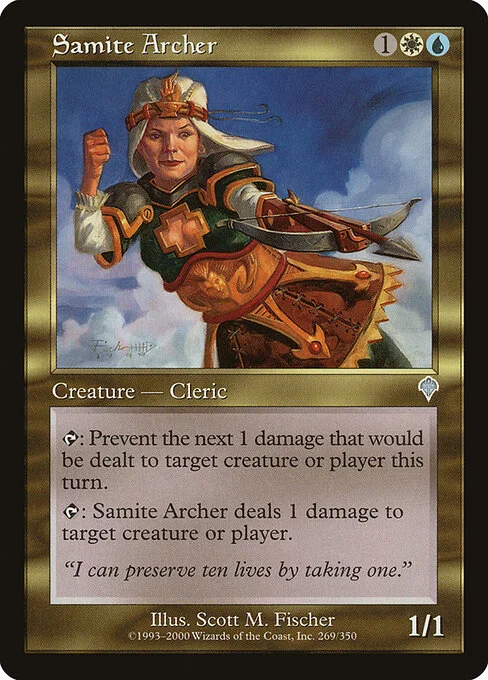 Samite Archer, carta Magic di tipo Creature — Human Cleric Archer illustrata da Scott M. Fischer